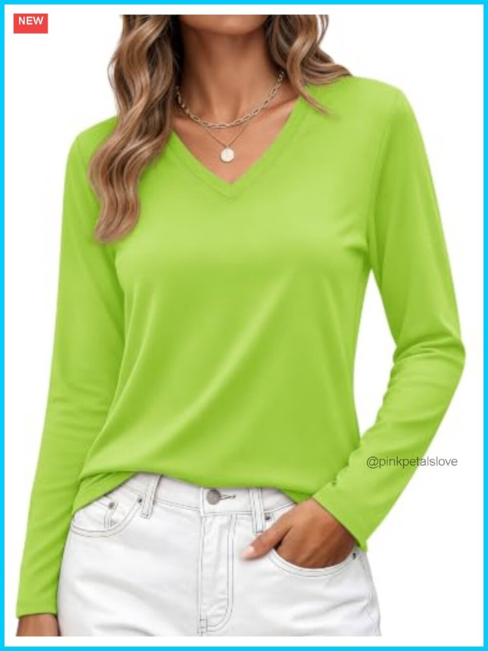 Long Sleeve V Neck Cotton Tshirt Women's Casual